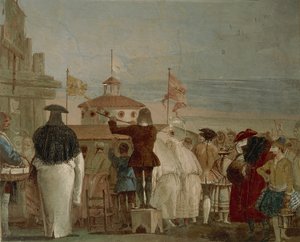 De nieuwe wereld (Venetiaans carnaval) door Giandomenico  Tiepolo