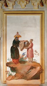 Twee figuren met een vaas, uit de Chinese kamer in de Foresteria door Giovanni Domenico Tiepolo