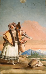 Detail (De Liefdesverklaring), uit de Kamer van het Gotische Paviljoen, in de Foresteria door Giovanni Domenico Tiepolo