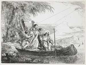 De Heilige Familie betreedt de boot uit De Vlucht naar Egypte, 1750-1753 door Giovanni Domenico Tiepolo