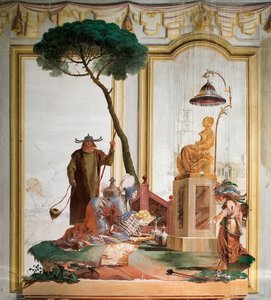 Het Aanbieden van Fruit aan een Maangodin, uit de Chinese Kamer in de Foresteria door Giovanni Domenico Tiepolo