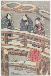Sneeuwscène in Osaka ten zuiden van de rivier, 1825 door Gigado Ashiyuki