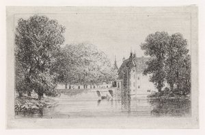 Kasteel aan het water door Gijsbertus Johannes Verspuy