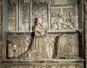 Gotische kunst: Graf van Juan de Padilla (1490-1521). Hidalgo en revolutionair Castiliaans, bekend om zijn deelname aan de Oorlog van de Gemeenschappen van Castilië. Marmeren sculptuur van Gil van SILOE, circa 1500. Burgos, Burgos Museum door Gil de Siloe