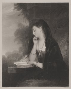 De Peinzende (aquatint) door Gilbert Stuart Newton