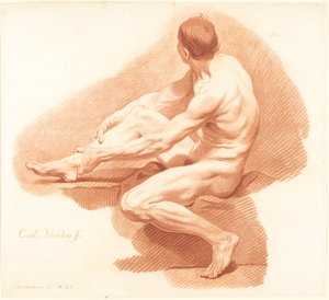 Academie door Gilles Demarteau, the Elder after Carle Van Loo