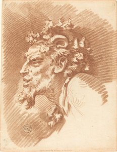 Hoofd van een faun door Gilles Demarteau, the Elder after François Boucher