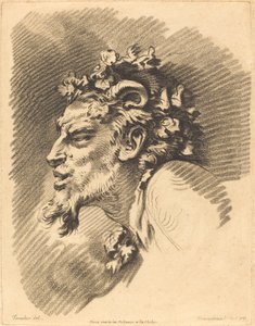 Hoofd van een Faun door Gilles Demarteau, the Elder after François Boucher