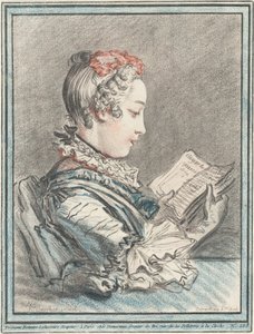 Jong meisje leest "Héloise en Abélard" door Gilles Demarteau, the Elder after François Boucher