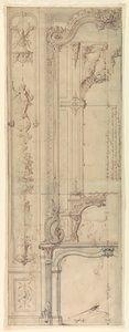 Ontwerpen voor Schouwmantels voor het Hôtel de Pomponne, Place des Victoires, Parijs door Gilles Marie Oppenord