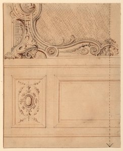 Tekening, Ontwerp voor het onderste deel van een wandpaneel, 1714