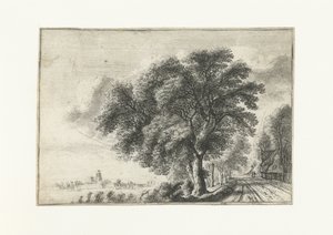 Landschap met gezicht op Dordrecht links