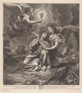 Christus in de Hof van Getsemane met twee engelen door Gilles Rousselet