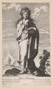 Perzische sibille, met op de achtergrond Maria met kind Sibillen