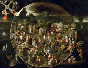 De Hooiwagen, Allegorie van de IJdelheid van de Wereld door Gillis (workshop of) Mostaert