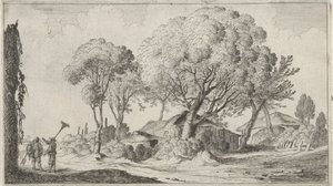 Boerderijen tussen bomen door Gillis van Scheyndel (I)