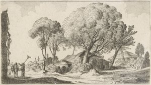 Boerderijen tussen bomen door Gillis van Scheyndel (I)