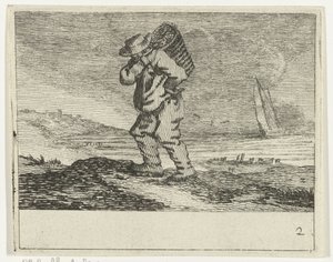 Duinlandschap met een visser