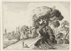 Twee mannen voor een grote boom Zeven landschappen (series title) door Gillis van Scheyndel (I)