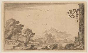 Rivier in gedeeltelijk open heuvelland, uit Twaalf Landschappen door Gillis van Scheyndel