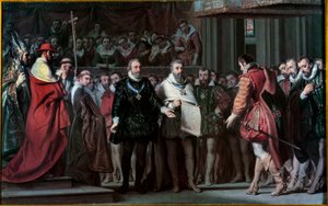 Filips II van Spanje erkent Hendrik IV als koning van Frankrijk door Gillot Saint Evre