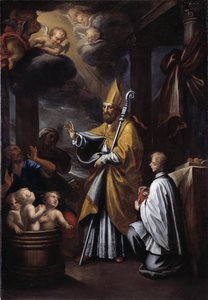Sint Nicolaas wekt drie kinderen tot leven door Gio Raffaele Badaracco
