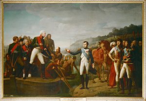 Afscheid van Napoleon I en tsaar Alexander I in Tilsit in 1807 ...