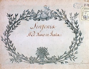 Pagina van muziekpartituur van de symfonie van De Turk in Italië door Gioacchino Rossini door Gioachino Rossini