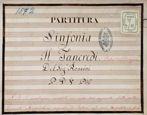 Bladmuziek voor de gereduceerde symfonie voor piano van Tancredi, opera door Gioacchino Rossini