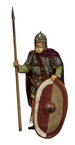 Barbaar: strijder ostrogoth (ostrogoth soldaat, Germaans stamverbond)