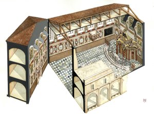 Barokkunst: reconstructie van de architectonische structuur van de synagoge van Casale Monferrato (Casal) bij Alessandria (Alexandrië), Italië. door Giorgio Albertini