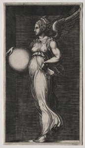 Allegorisch Figuur die een Bol Vasthoudt, midden 1560s door Giorgio Ghisi
