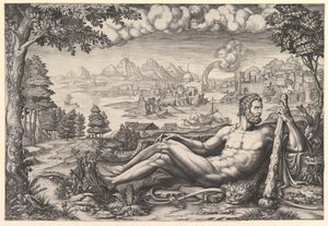 Hercules rustend van zijn werken