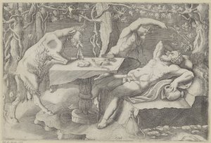 Silenus, een sater en een geit