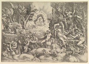 De dood van Procris door Giorgio Ghisi