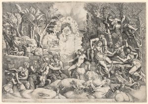 De dood van Procris door Giorgio Ghisi