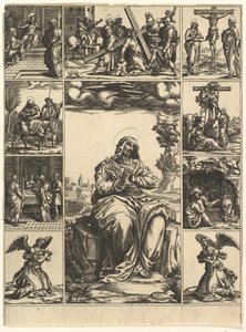 De Maagd van Smarten, een afbeelding van de Maagd Maria omringd door negen vignetten depict..., ca. 1575