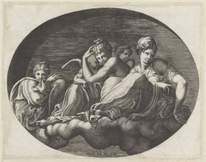 Venus, twee godinnen en twee putti