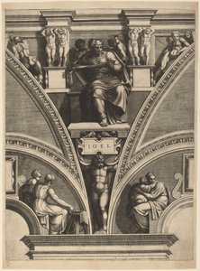 De Profeet Joël door Giorgio Ghisi after Michelangelo