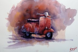 Klassieke rode scooter