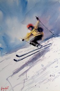 Dynamische ski-actie door Giorgio Gosti