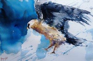 Dynamische aquarelvogel door Giorgio Gosti