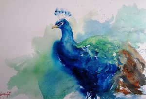 Elegante blauwe pauw door Giorgio Gosti