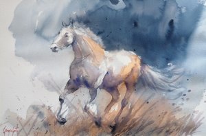 Energiek Paard Blauw door Giorgio Gosti