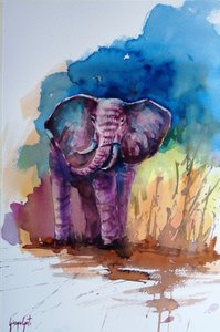 Majestueuze paarse olifant door Giorgio Gosti