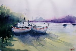 Misty Morning Boats door Giorgio Gosti