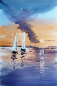 Serene Sunset Zeilboten
