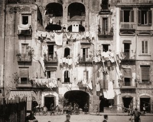 Straatscène, Napels, Italië
