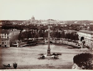 Uitzicht op Piazza del Popolo vanaf Pincio (of Pinciano-heuvel), Rome door Giorgio Sommer