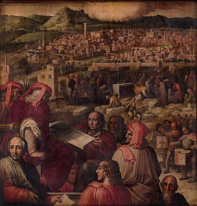 Arnolfo di Cambio toont het plan om Florence uit te breiden, 1563-1565 door Giorgio Vasari